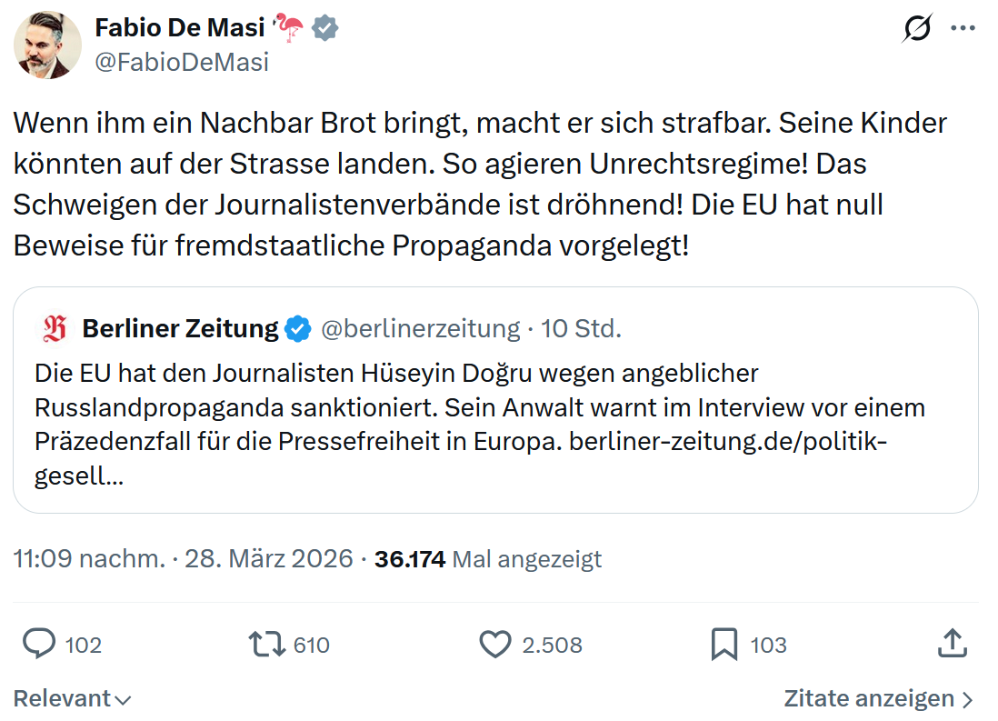 Fabio De Masi: Wenn ihm ein Nachbar Brot bringt…