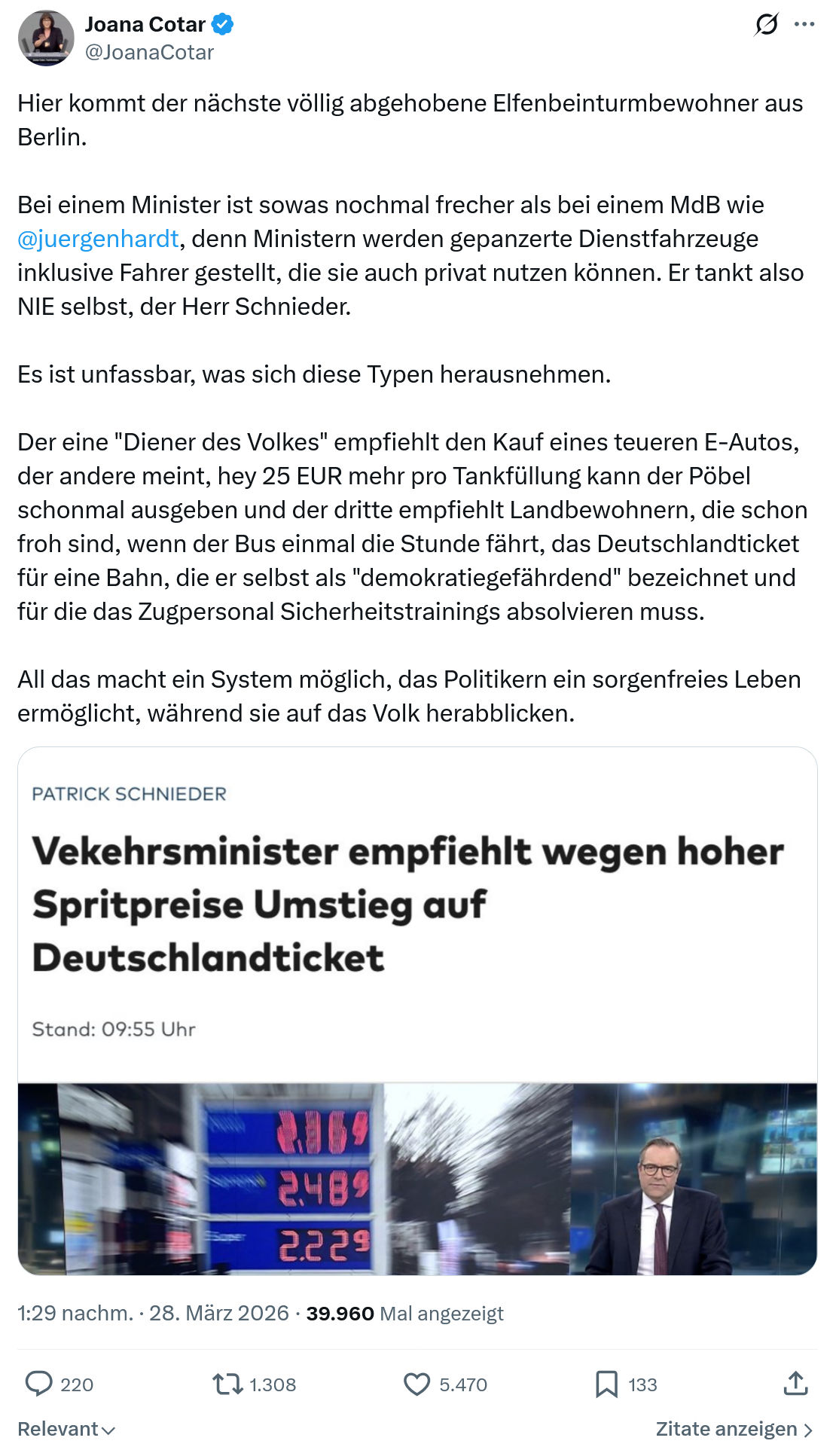 Joana Cotar: Hier kommt der nächste völlig abgehobene…