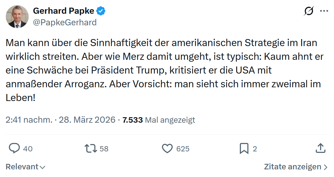 Gerhard Papke: Man kann über die Sinnhaftigkeit…