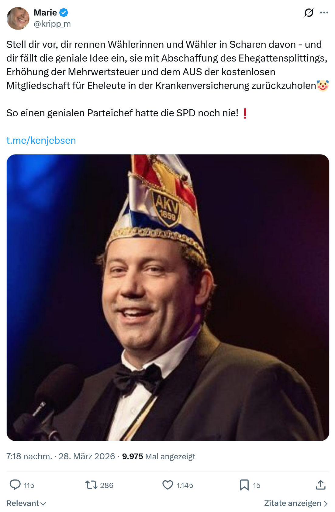 Marie kripp: Stell dir vor, dir rennen Wählerinnen und Wähler in Scharen davon…