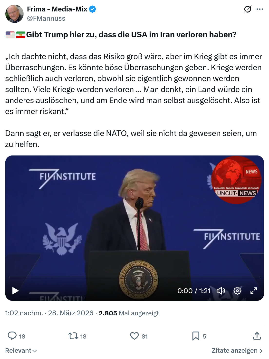 Friedrich Mannus: Gibt Trump hier zu…