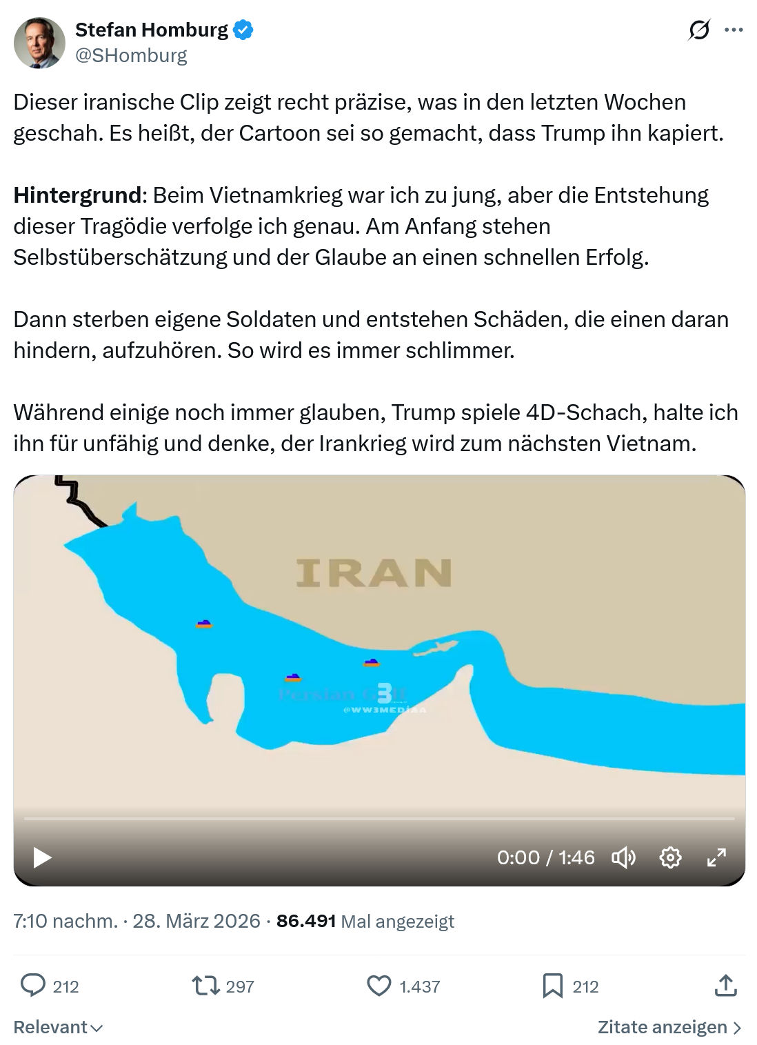 Stefan Homburg: Dieser iranische Clip zeigt recht präzise…
