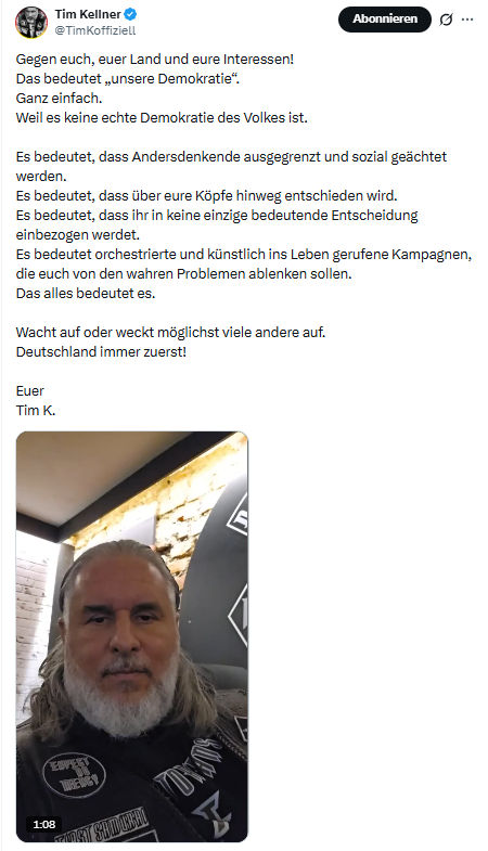 Tim Kellner: Gegen euch, euer Land und eure Interessen…