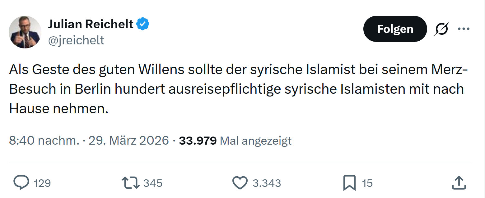 Julian Reichelt: Als Geste des guten Willens…