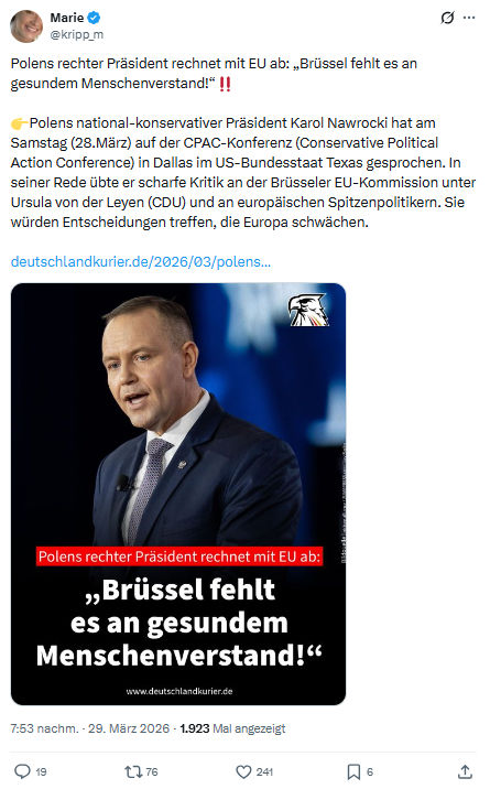 Marie kripp: Polens rechter Präsident rechnet mit EU ab…