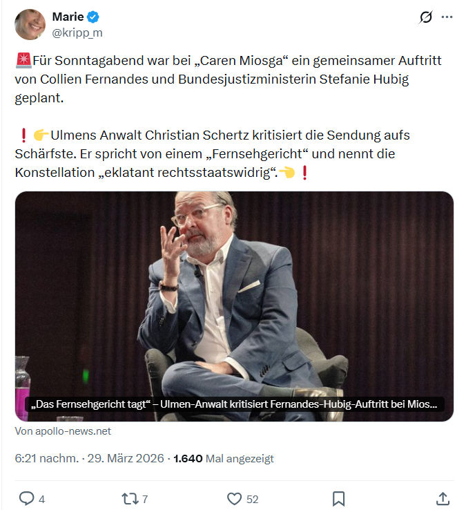Marie kripp: Für Sonntagabend war bei „Caren Miosga“…