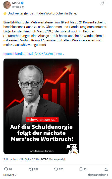 Marie kripp: Und weiter geht’s mit den Wortbrüchen in Serie…