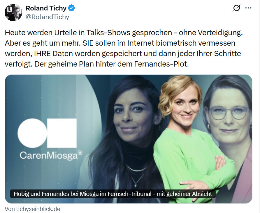 Roland Tichy: Heute werden Urteile in Talks-Shows gesprochen…