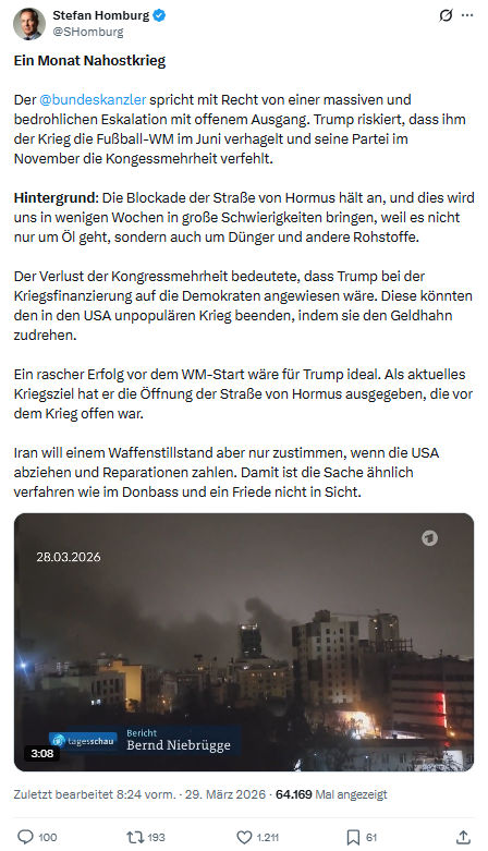 Stefan Homburg: Ein Monat Nahostkrieg…