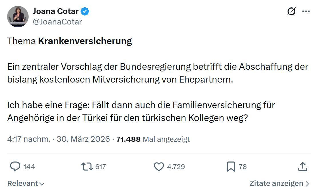 Joana Cotar: Thema Krankenversicherung…