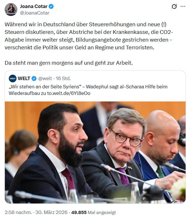 Joana Cotar: Während wir in Deutschland über Steuererhöhungen und neue…
