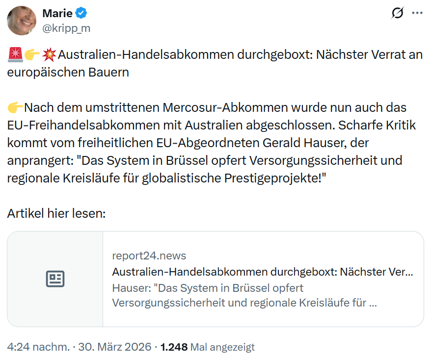 Marie kripp: Australien-Handelsabkommen durchgeboxt…