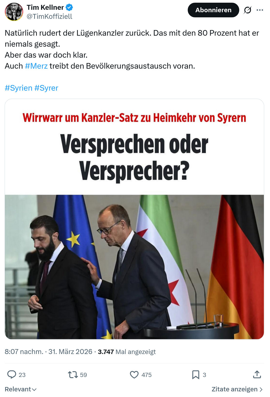Tim Kellner: Natürlich rudert der Lügenkanzler zurück…