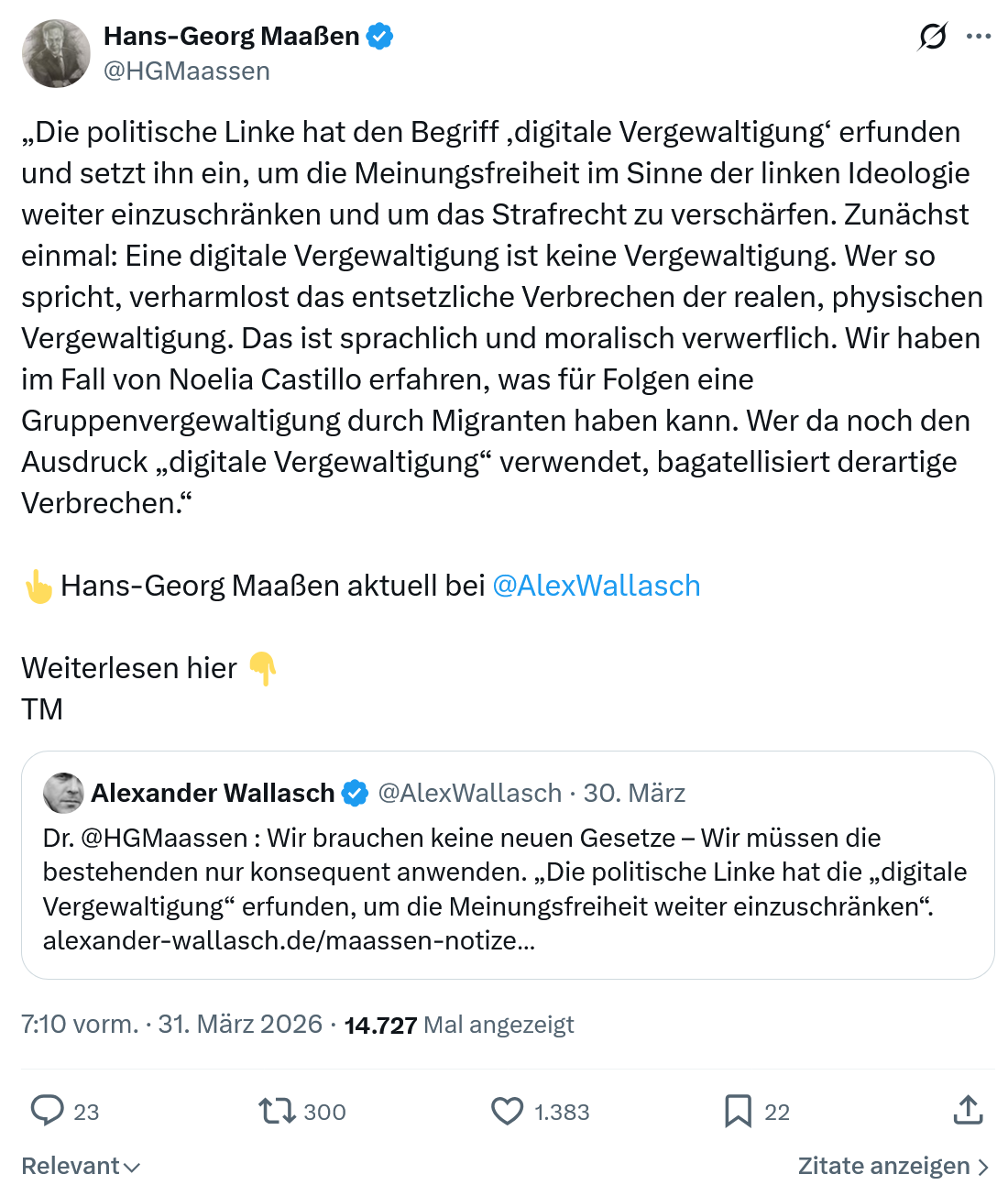 Hans-Georg Maaßen: Die politische Linke hat den Begriff…