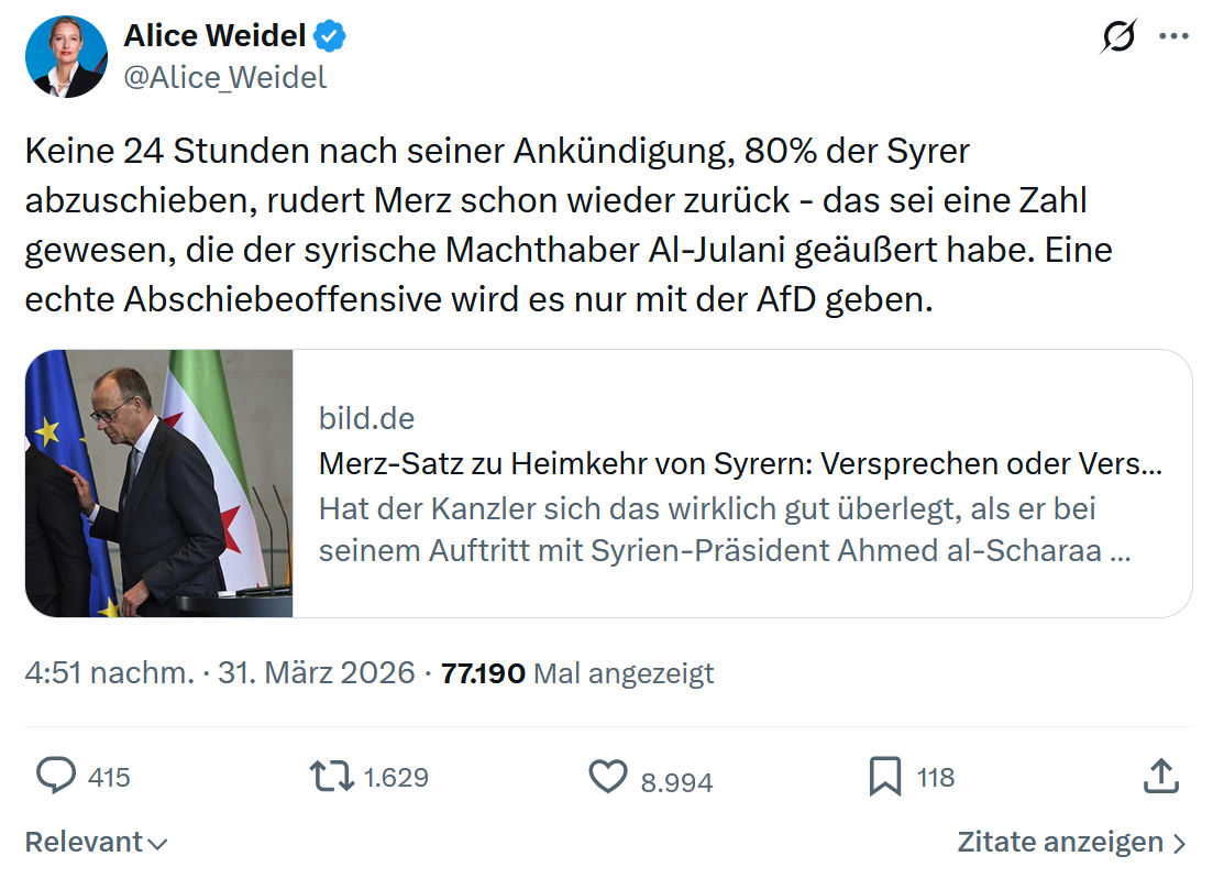 Alice Weidel: Keine 24 Stunden nach seiner Ankündigung…