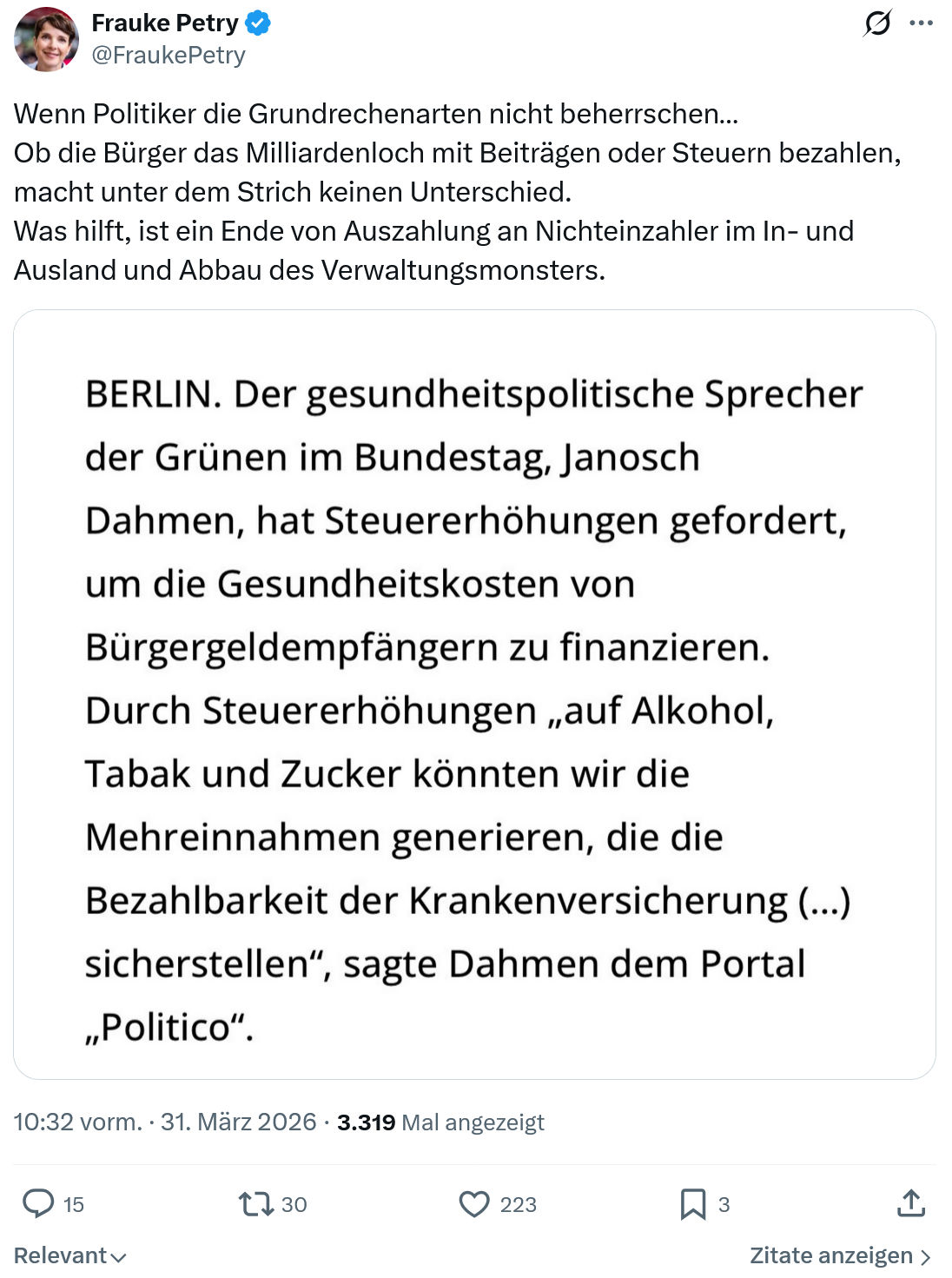 Frauke Petry: Wenn Politiker die Grundrechenarten nicht beherrschen…