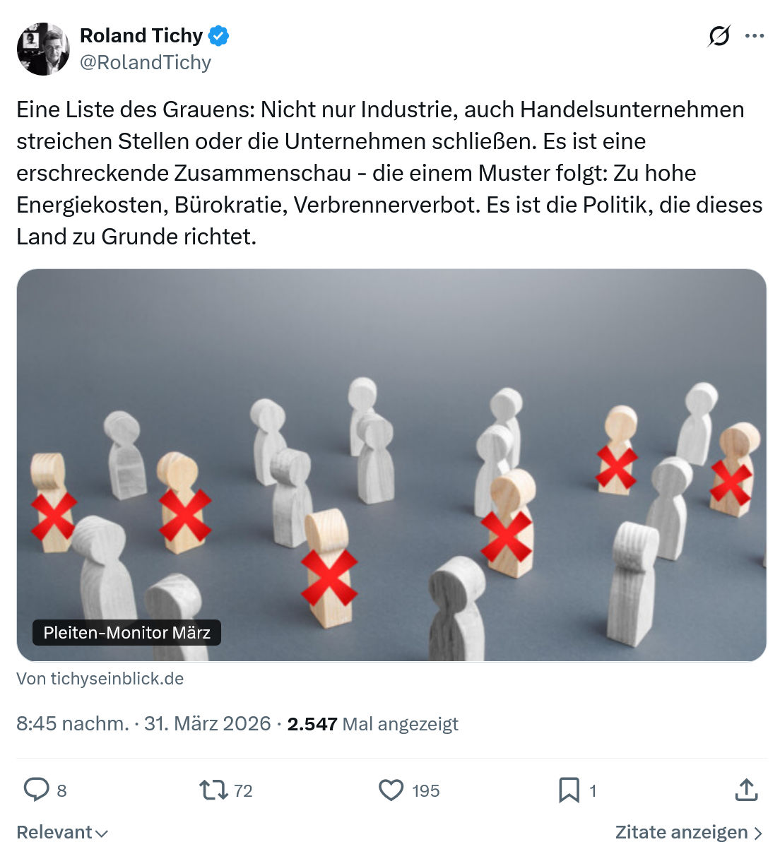 Roland Tichy: Eine Liste des Grauens…