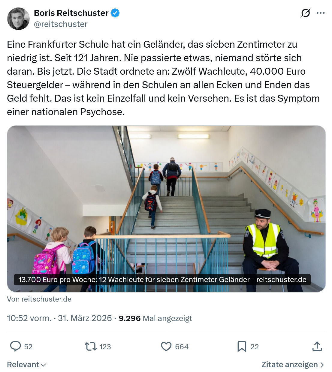 Boris Reitschuster: Eine Frankfurter Schule hat ein Geländer…