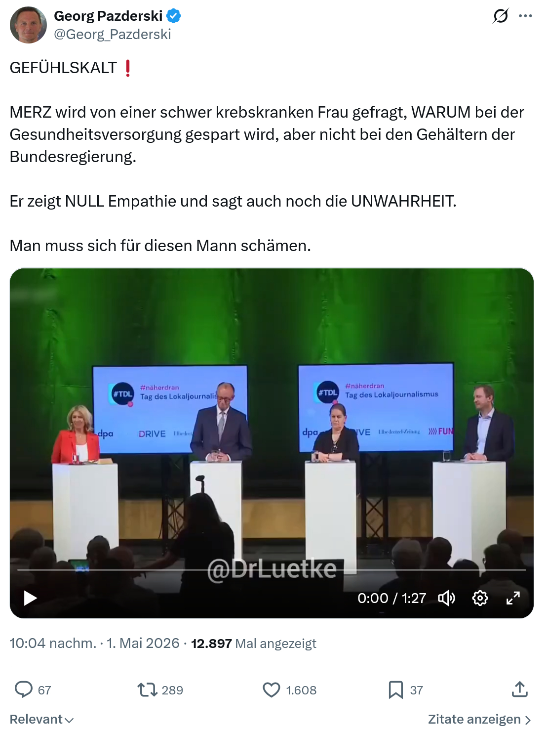 Georg Pazderski: GEFÜHLSKALT…