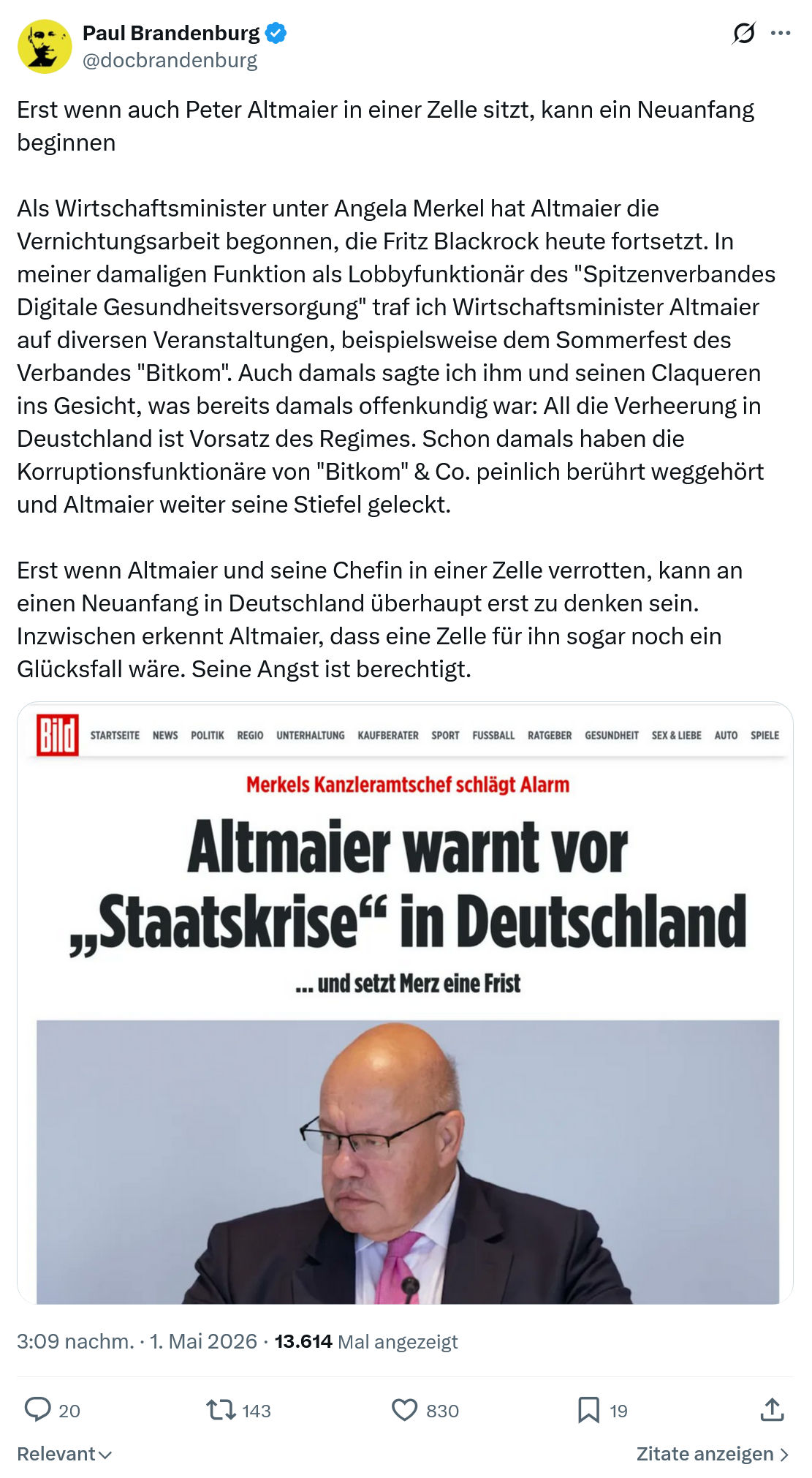 Paul Brandenburg: Erst wenn auch Peter Altmaier…