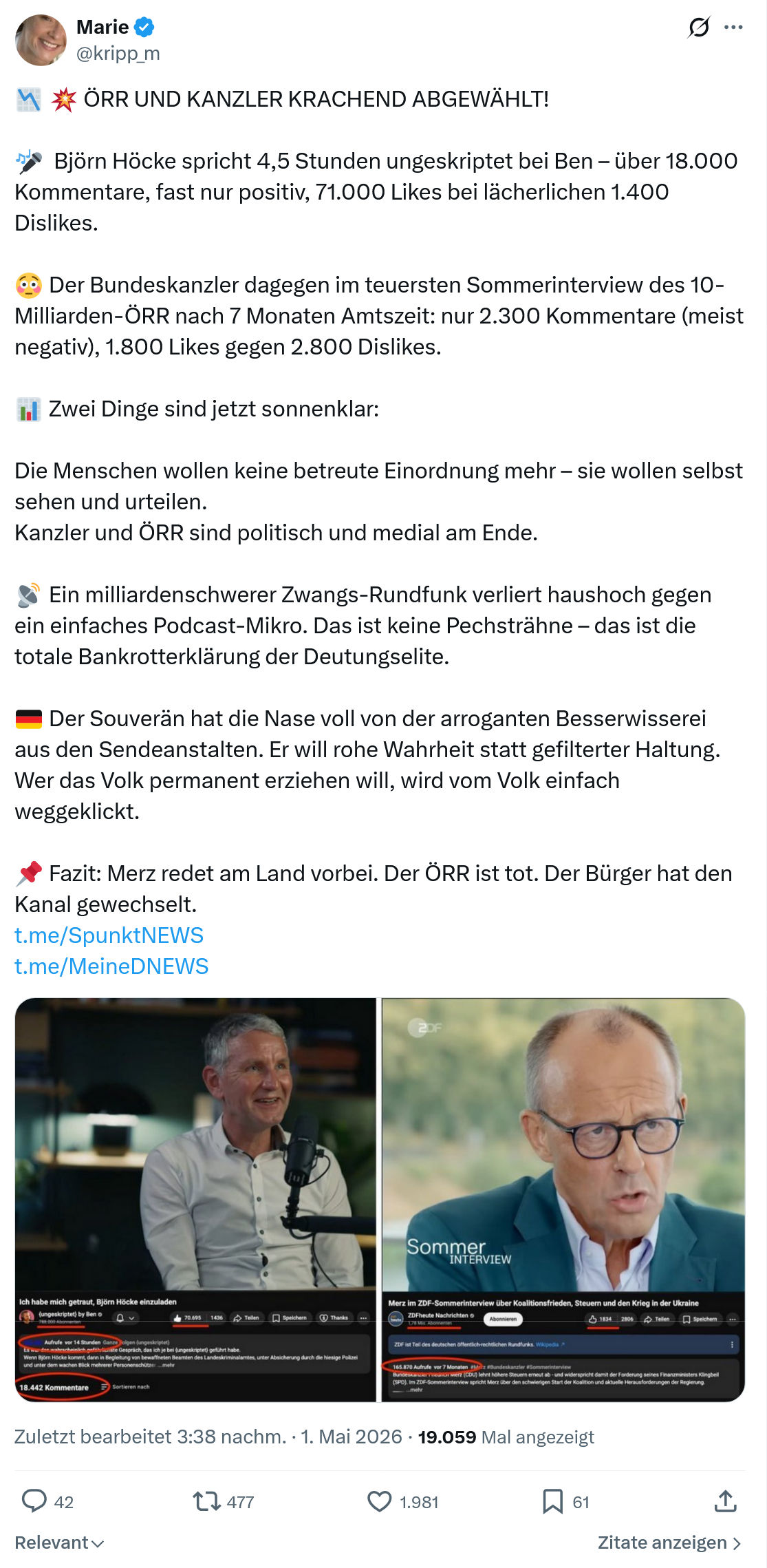 Marie kripp: ÖRR UND KANZLER KRACHEND ABGEWÄHLT!…