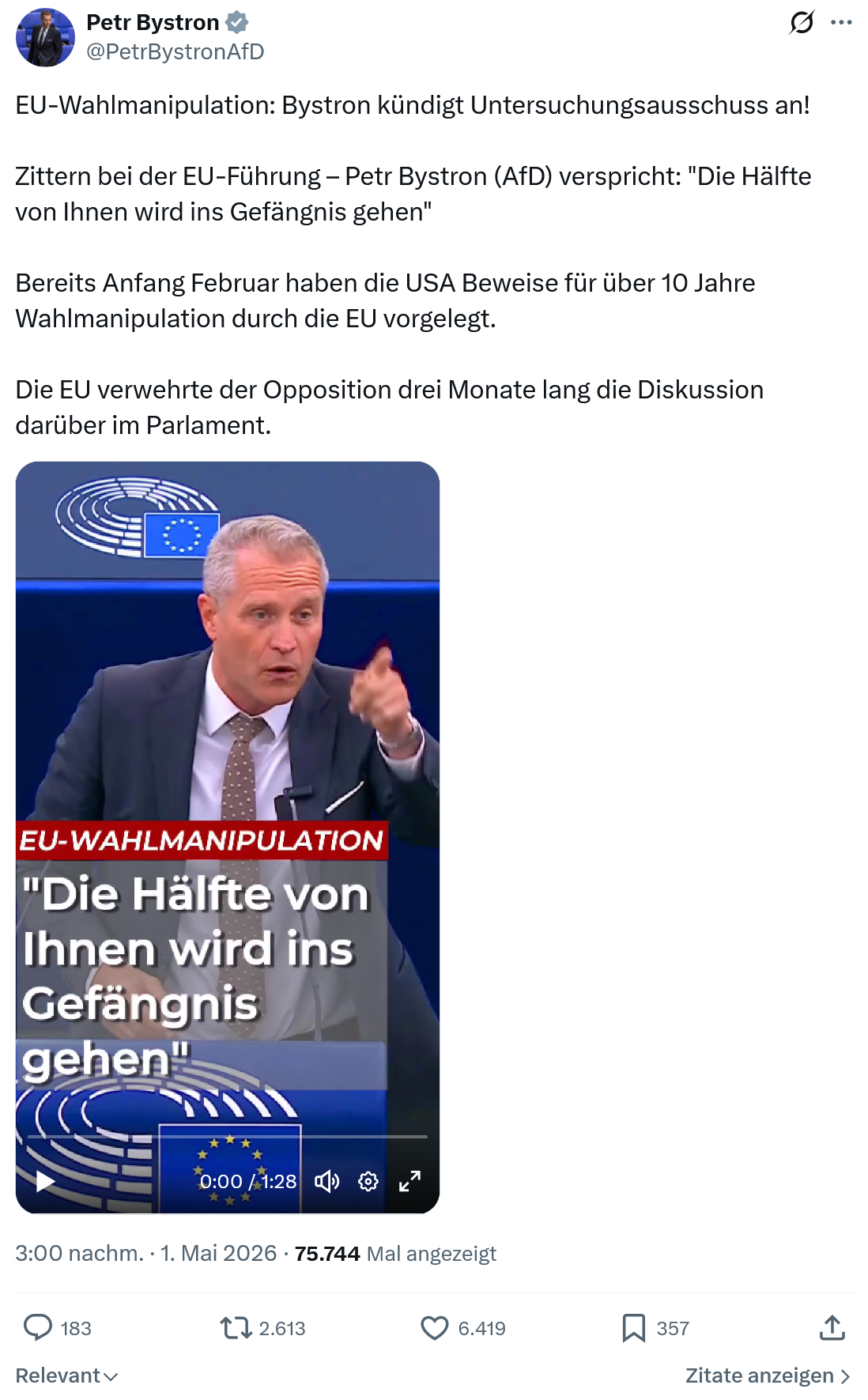 Petr Bystron: EU-Wahlmanipulation…