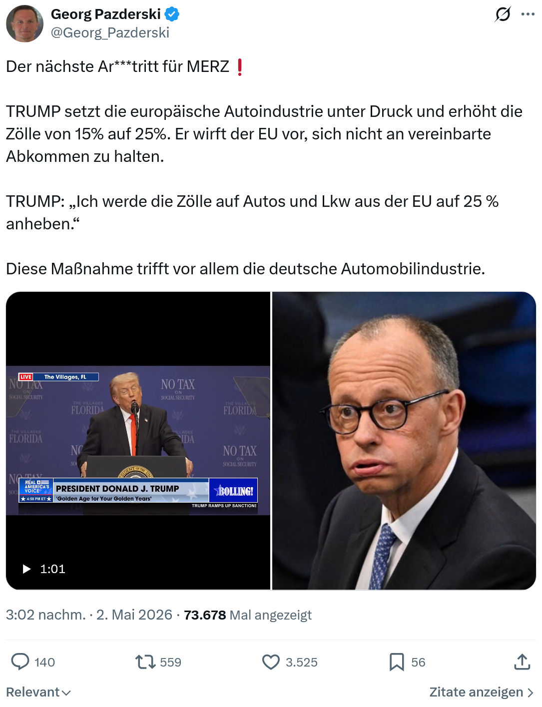 Georg Pazderski: Der nächste Ar***tritt für MERZ…