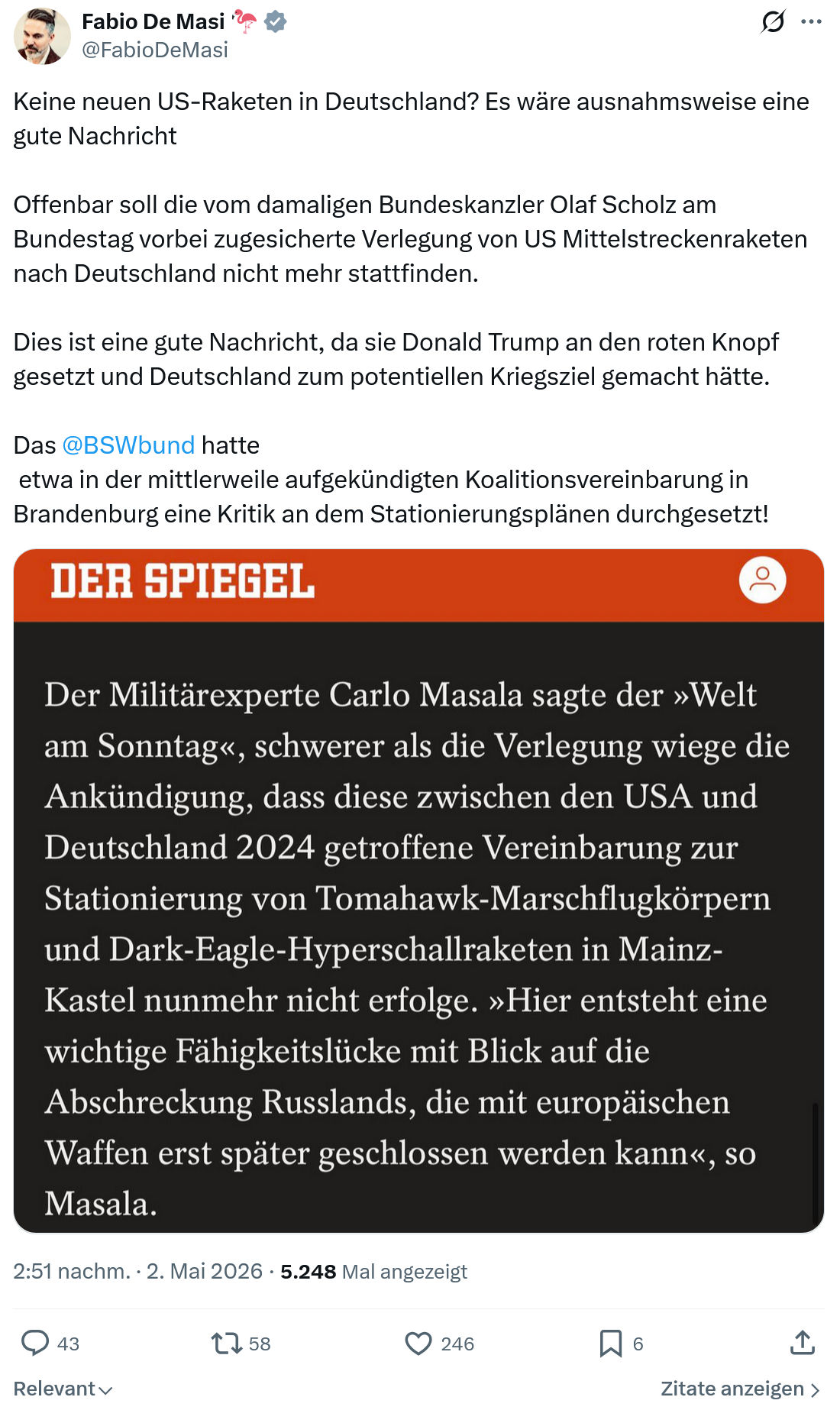 Fabio De Masi: Keine neuen US-Raketen in Deutschland…