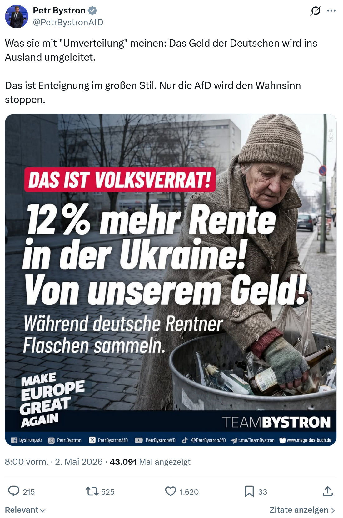 Petr Bystron: Was sie mit "Umverteilung" meinen…