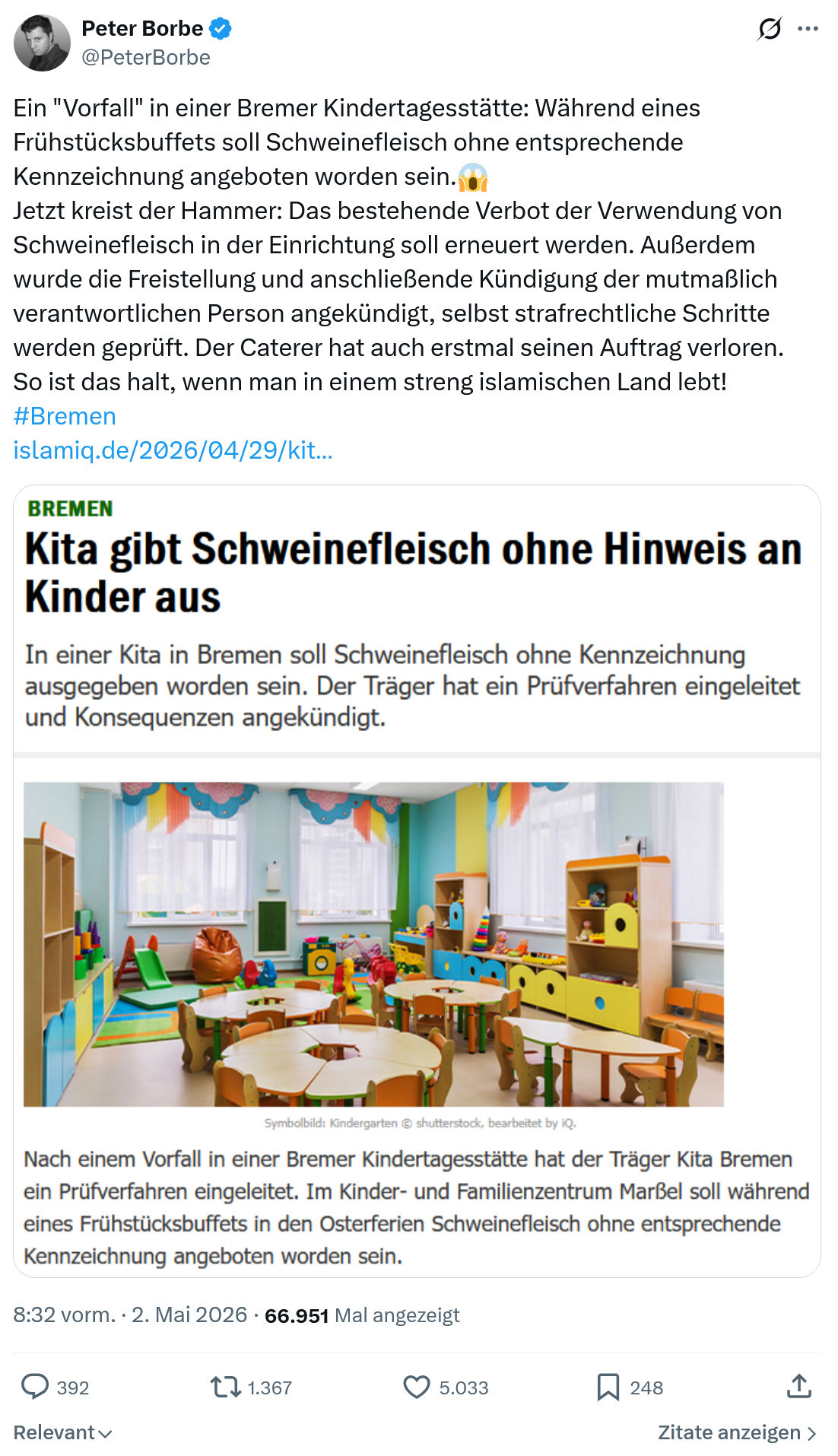 Peter Borbe: Ein "Vorfall" in einer Bremer Kindertagesstätte…