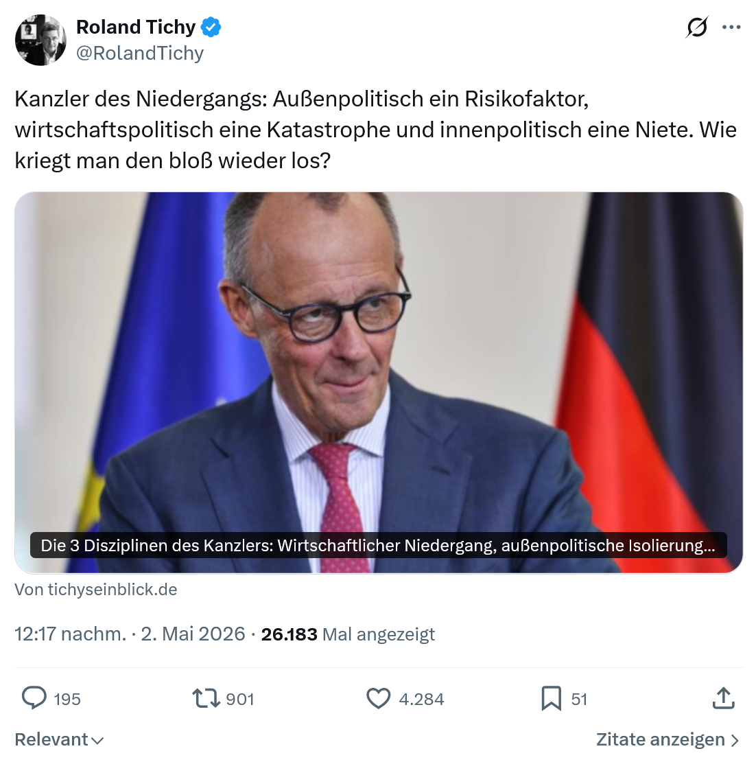 Roland Tichy: Kanzler des Niedergangs…