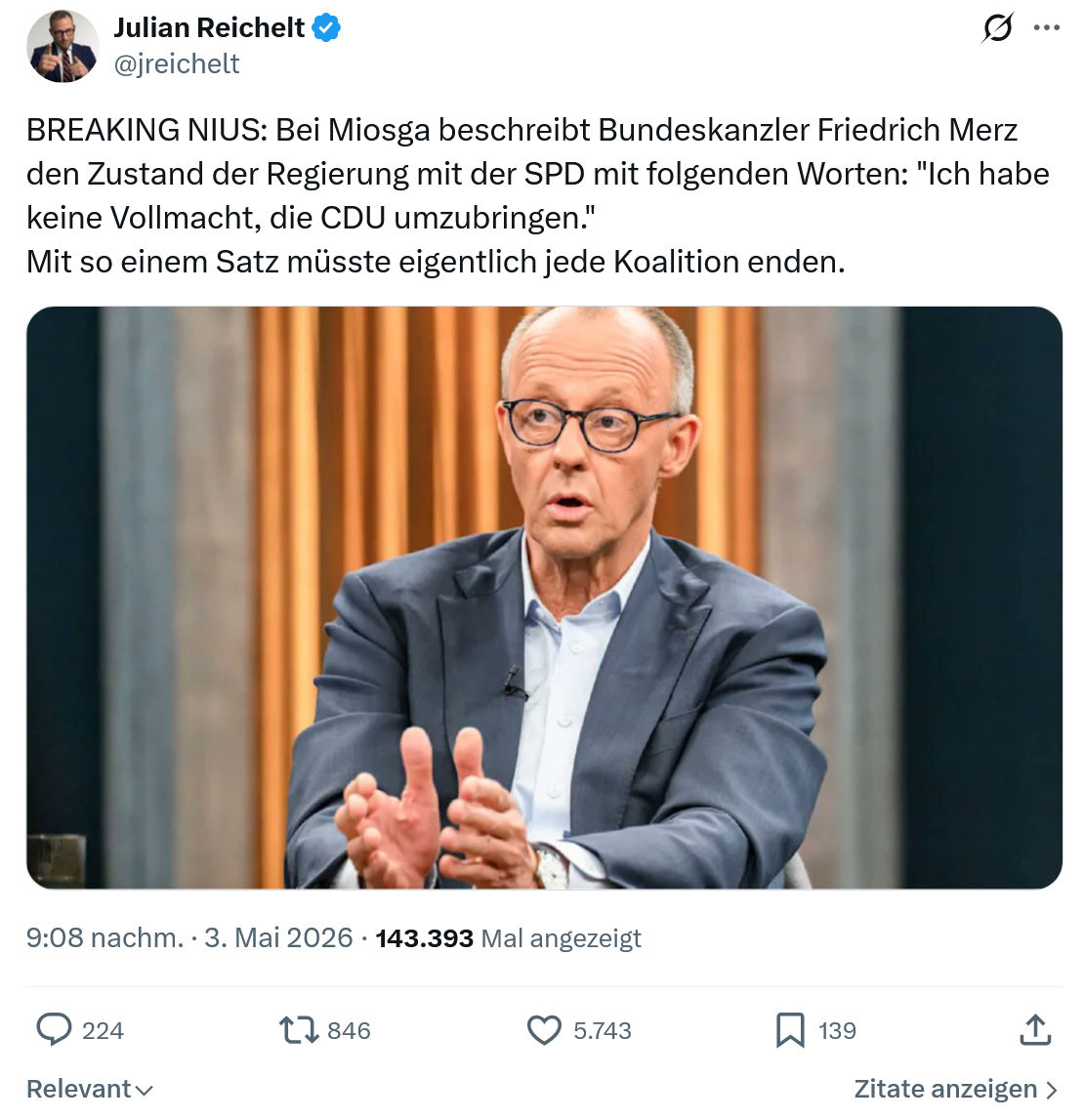 Julian Reichelt: BREAKING NIUS…
