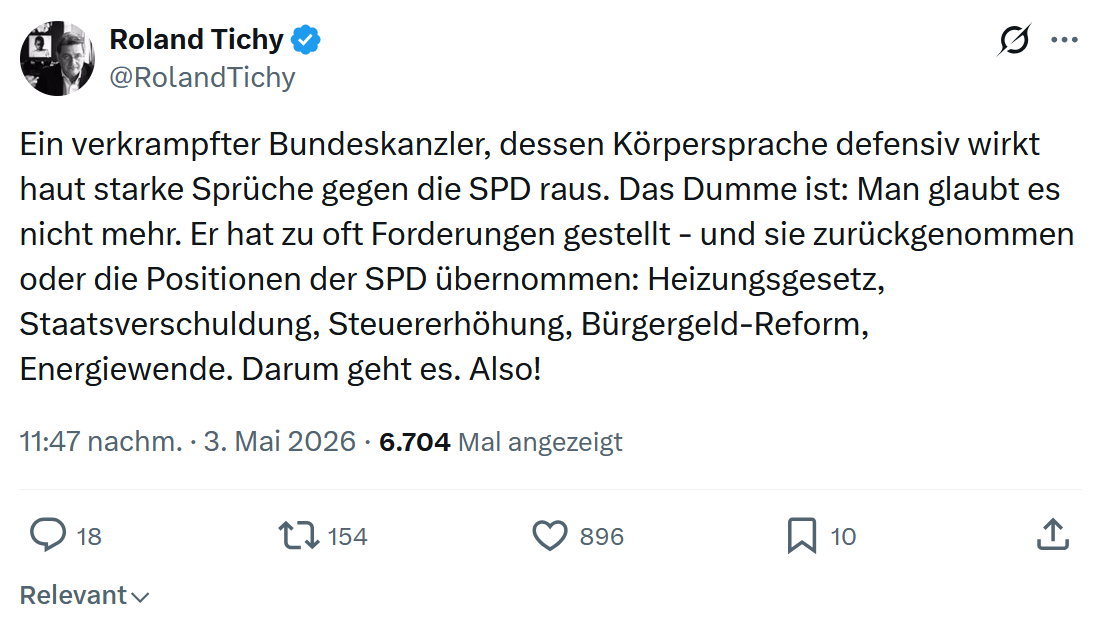 Roland Tichy: Ein verkrampfter Bundeskanzler…