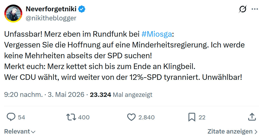 Neverforgetniki: Unfassbar! Merz eben im Rundfunk…