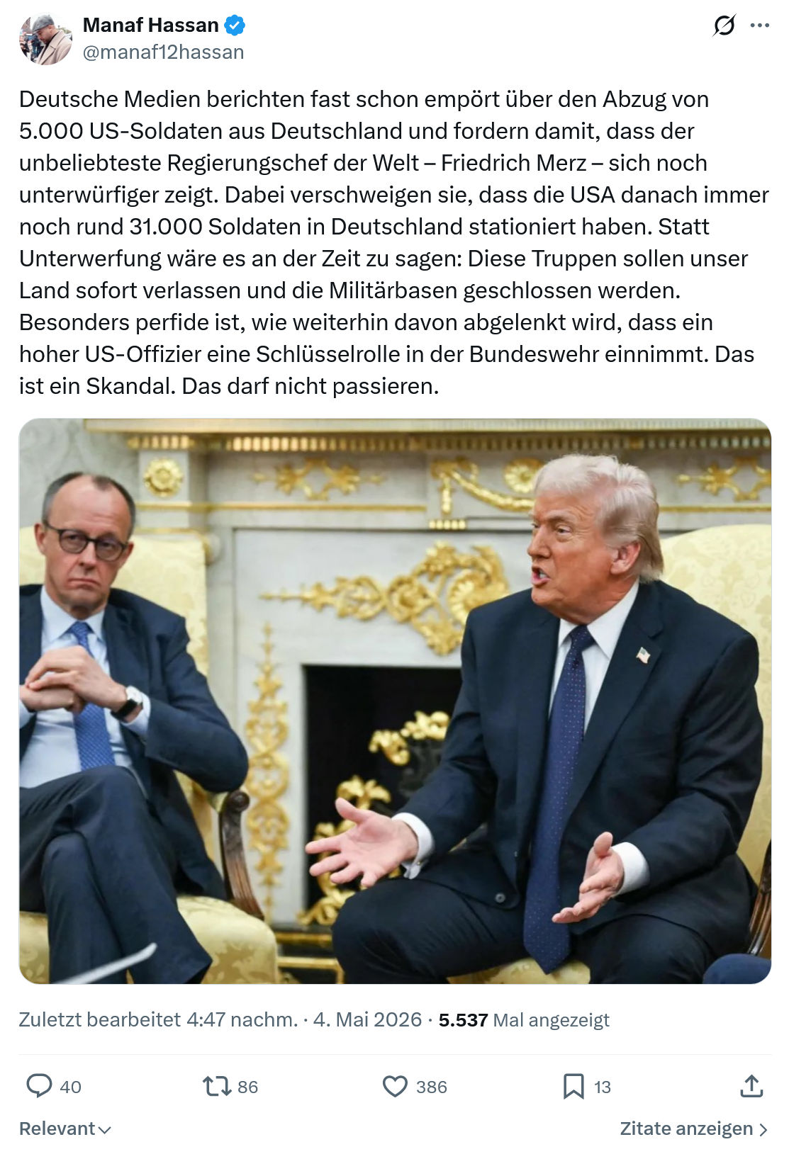 Manaf Hassan: Deutsche Medien berichten fast…