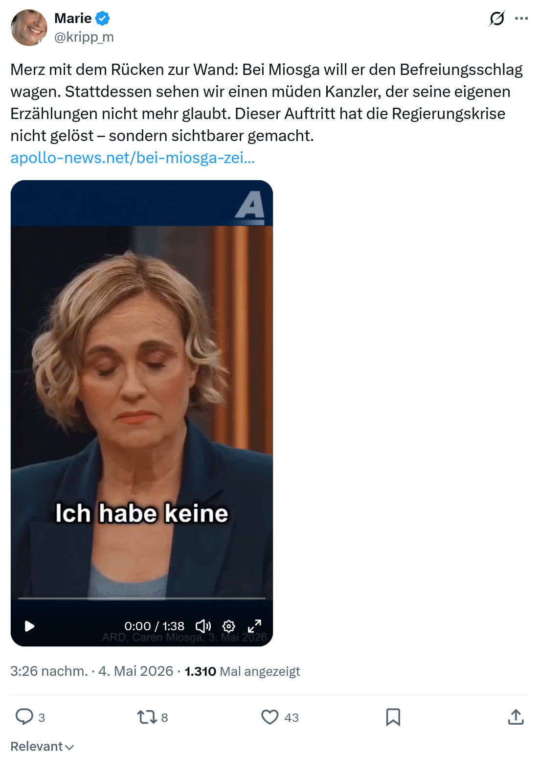 Marie kripp: Merz mit dem Rücken zur Wand…