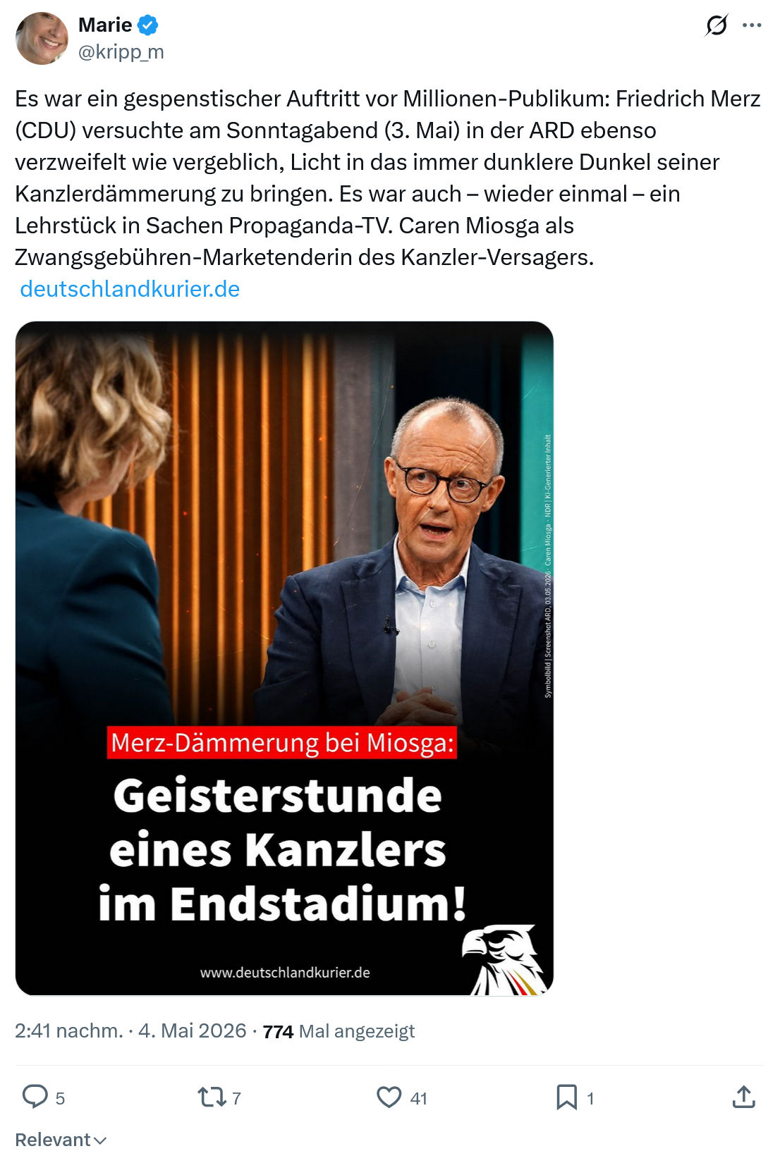Marie kripp: Es war ein gespenstischer Auftritt…