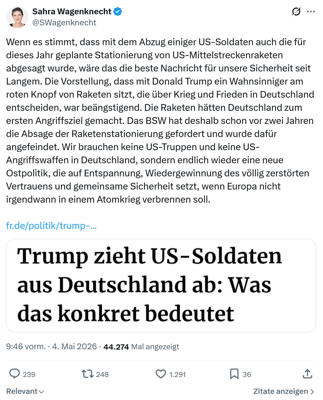 Sahra Wagenknecht: Wenn es stimmt…