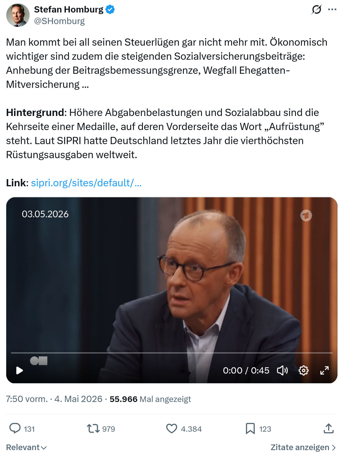 Stefan Homburg: Man kommt bei all seinen Steuerlügen…