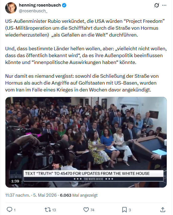 henning rosenbusch: US-Außenminister Rubio verkündet…