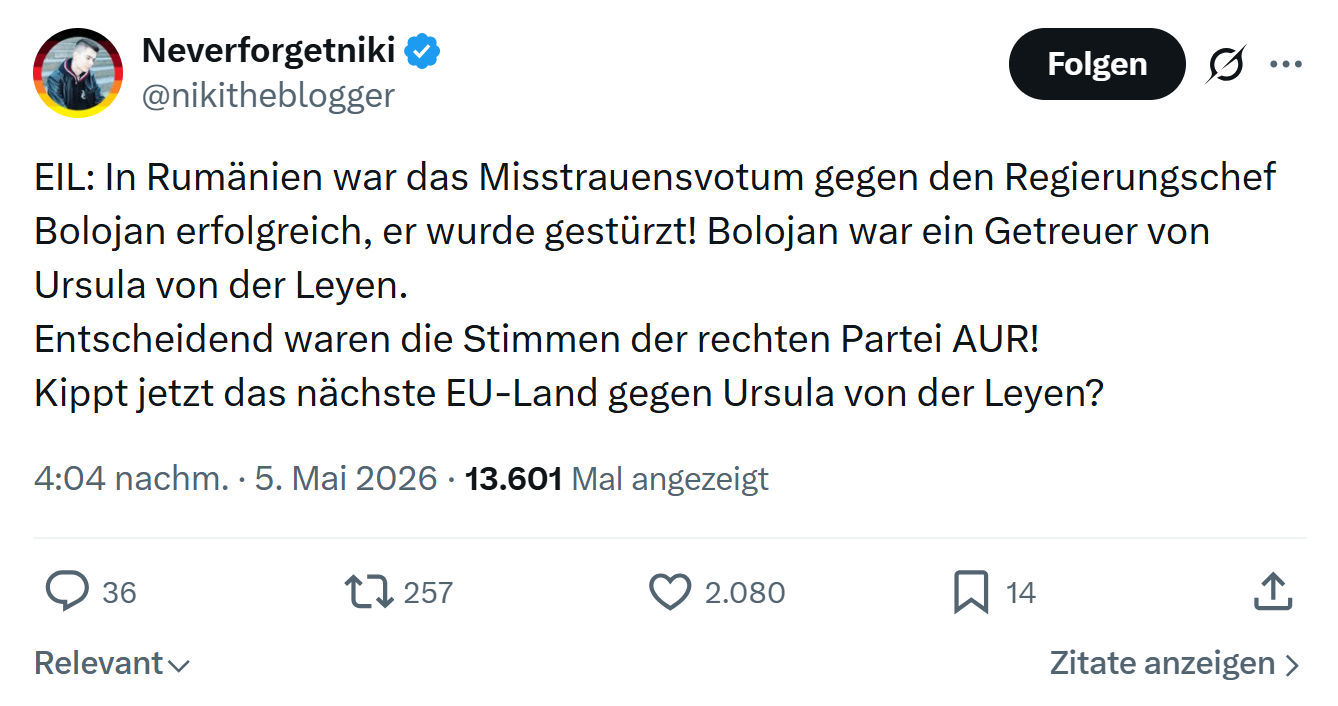 Neverforgetniki: EIL: In Rumänien war das Misstrauensvotum…