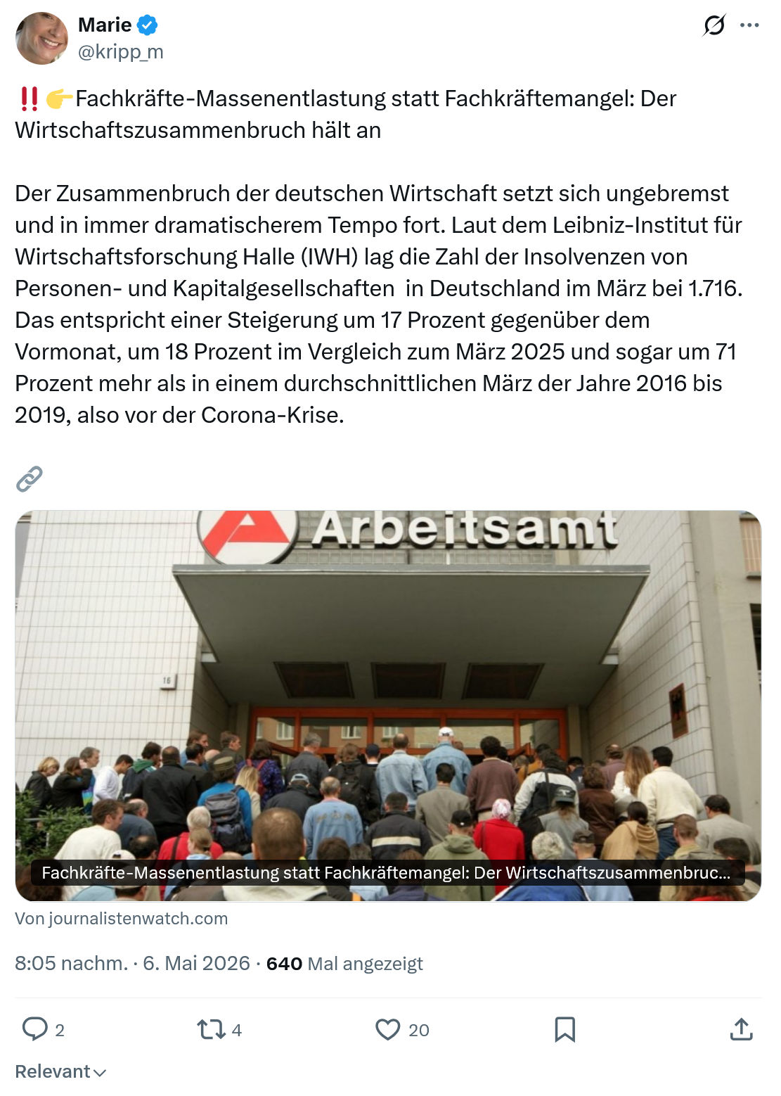 Marie kripp: Fachkräfte-Massenentlastung statt Fachkräftemangel…