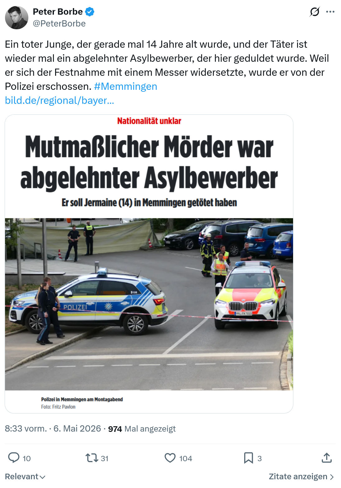 Peter Borbe: Ein toter Junge…