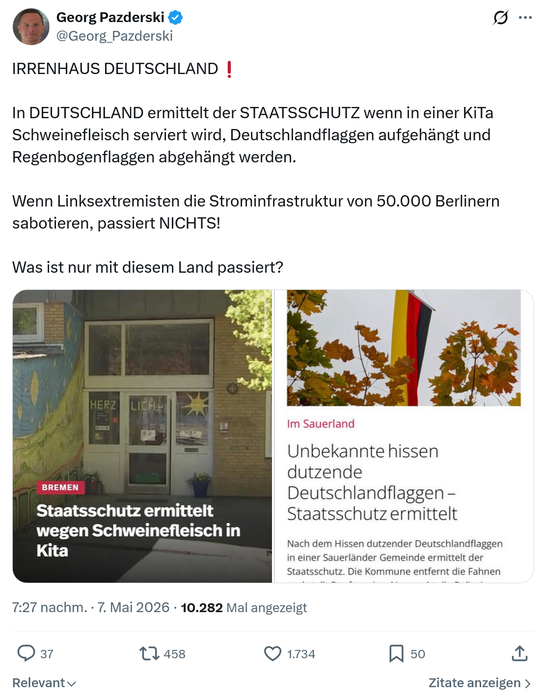 Georg Pazderski: RRENHAUS DEUTSCHLAND In DEUTSCHLAND ermittelt...