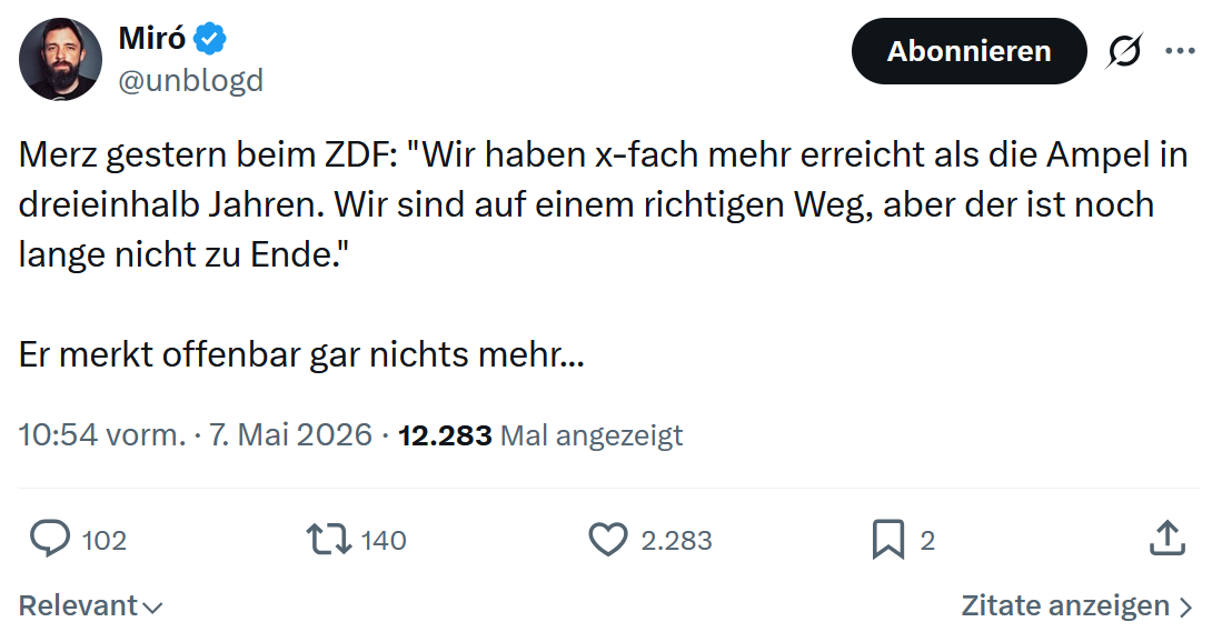 Miro Wolsfeld: Merz gestern beim ZDF Wir ...