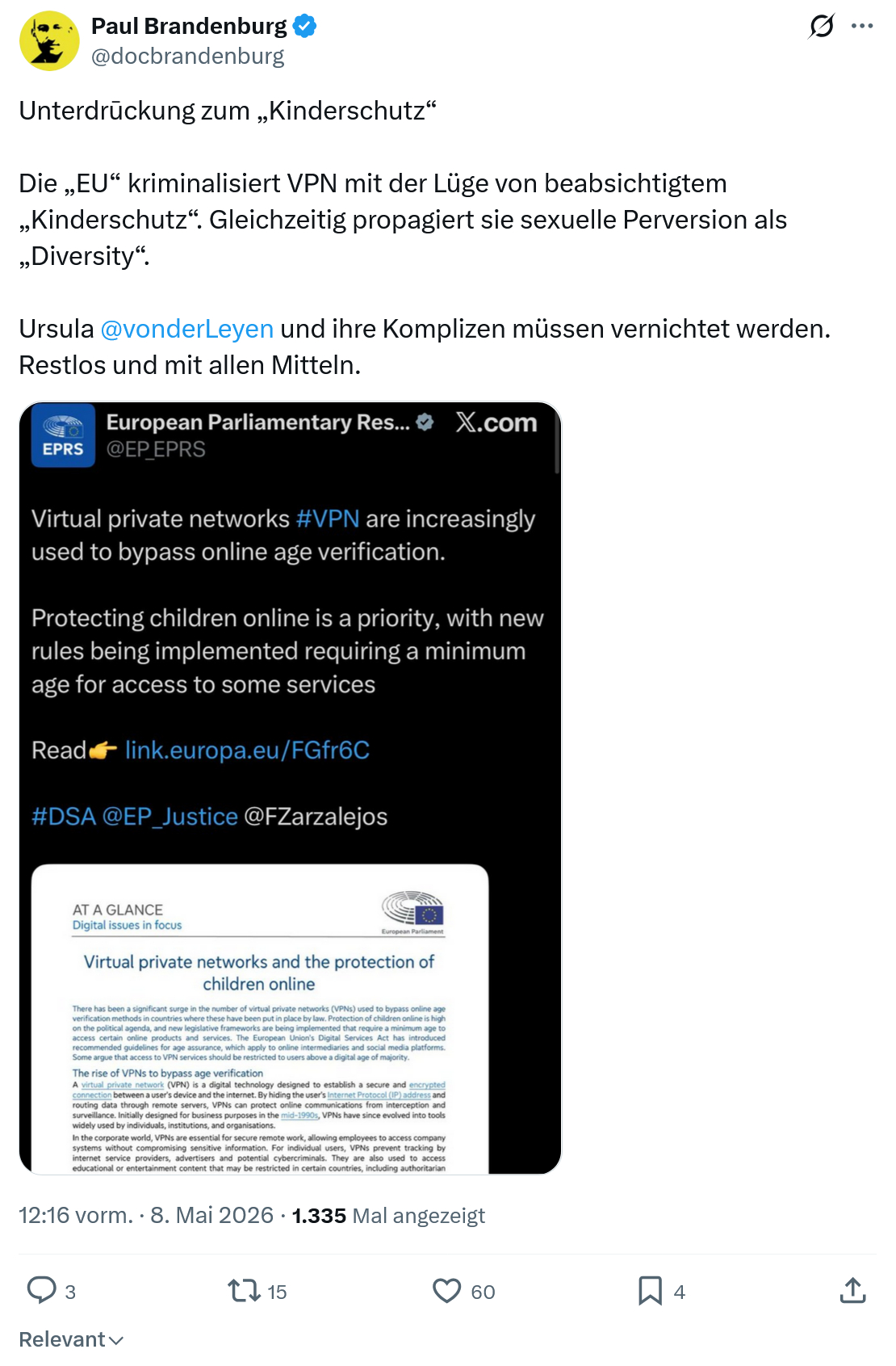 Paul Brandenburg: Unterdrūckung zum „Kinderschutz“  Die „EU“...