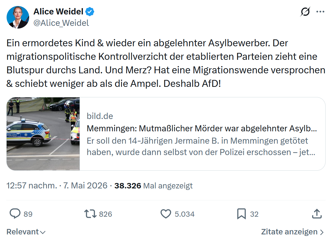Alice Weidel: Ein ermordetes Kind & wieder ein...