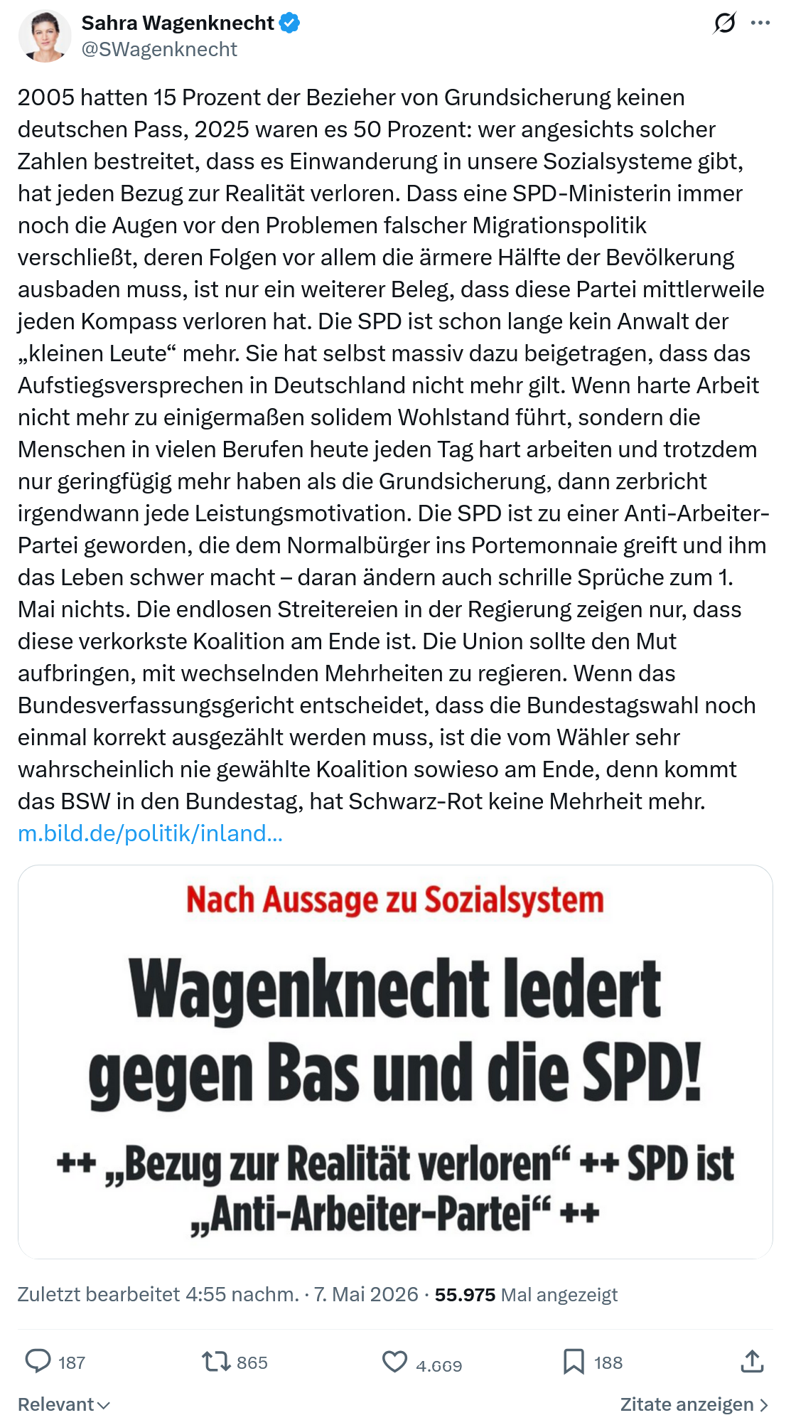 Sahra Wagenknecht: 2005 hatten 15 Prozent der Bezieher...