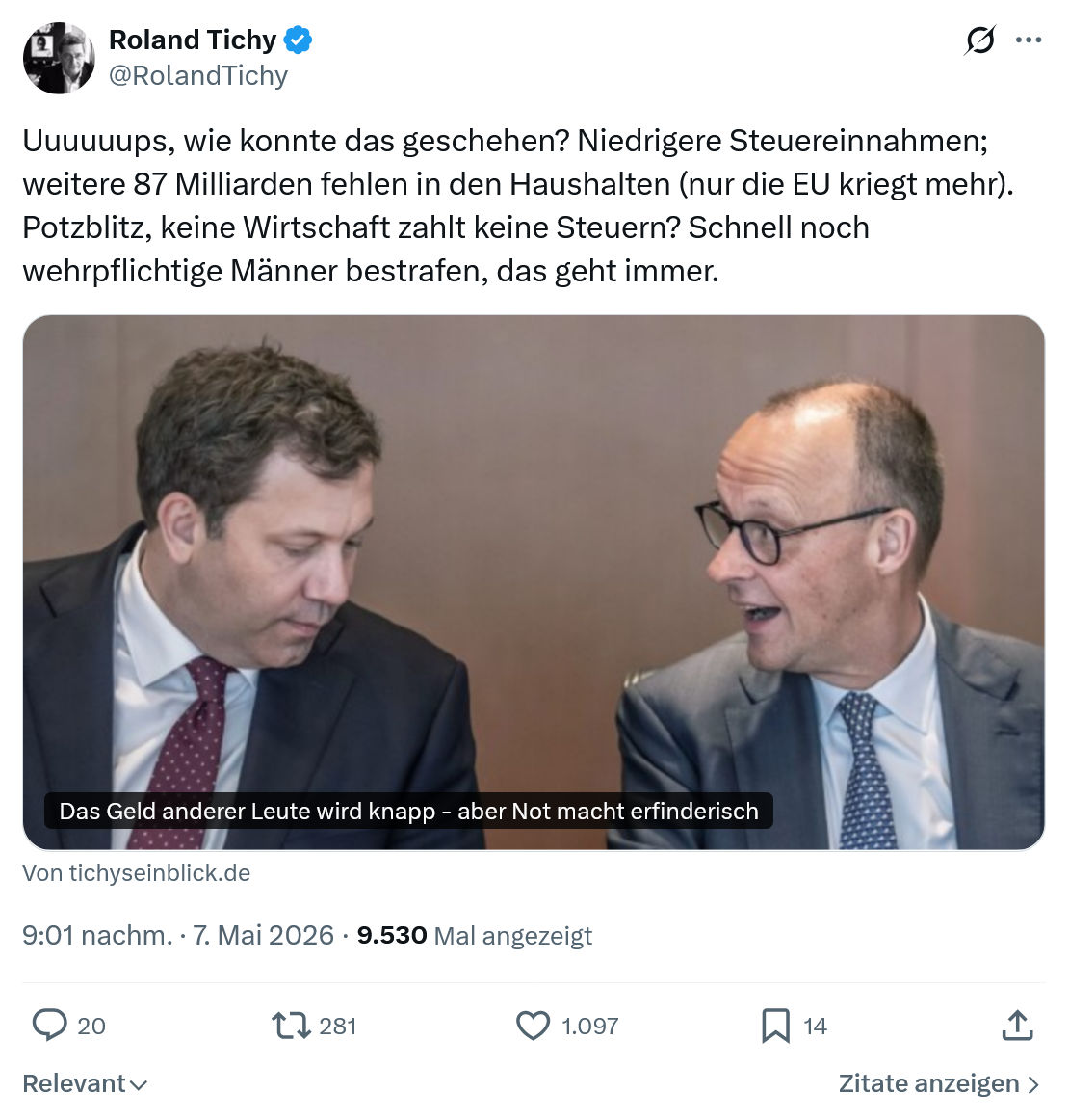 Roland Tichy: Uuuuuups, wie konnte das geschehen...