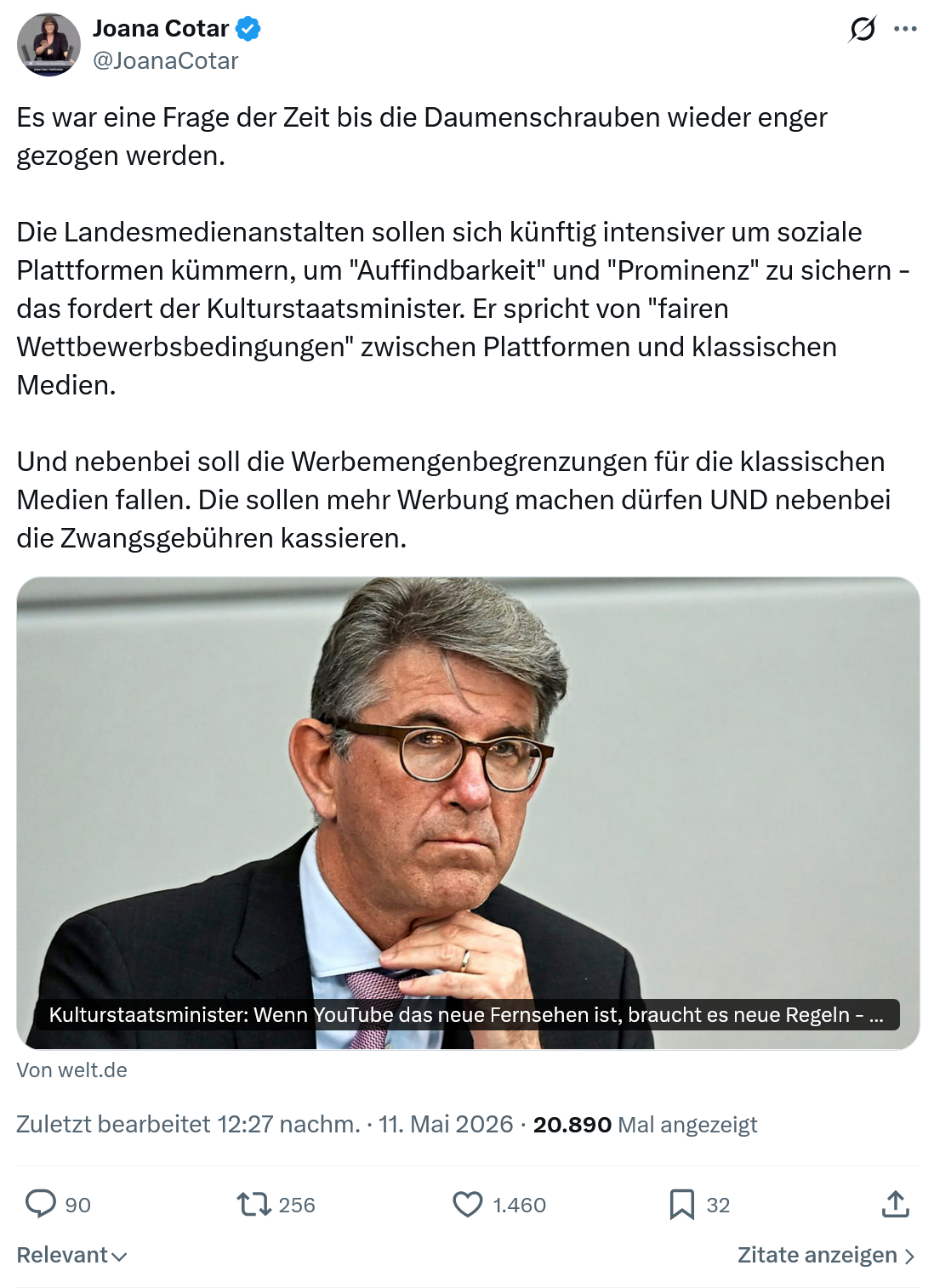 Joana Cotar: Es war eine Frage der Zeit bis die Daumenschrauben…